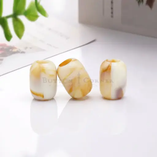 [J0813-5 CREAM] Smooth Pebble Barrel Drawstring End Cap