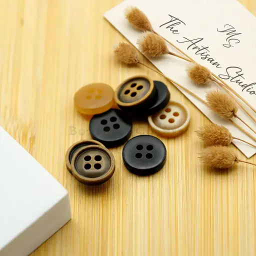 Rustic Wood Grain Effect 4-Hole Polyester Shirt Button