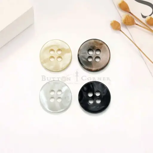 Smooth Surface Marble Textured 4-Hole Polyester Shirt Button
