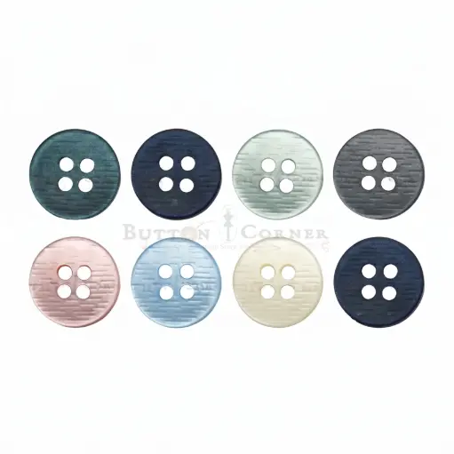 Linear Pattern Textured 4-Hole Polyester Shirt Button