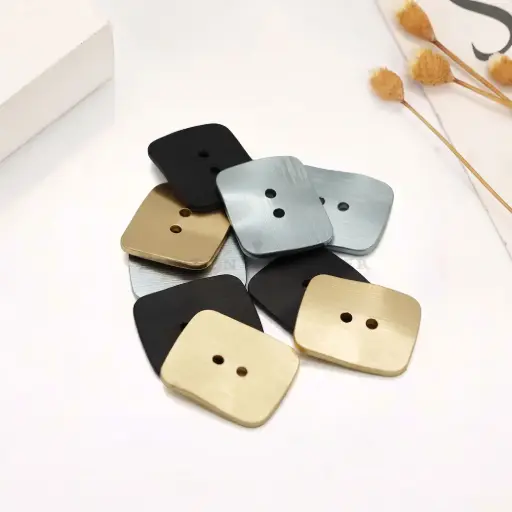 Irregular Rectangular Textured Surface 2-Hole Aluminium Button