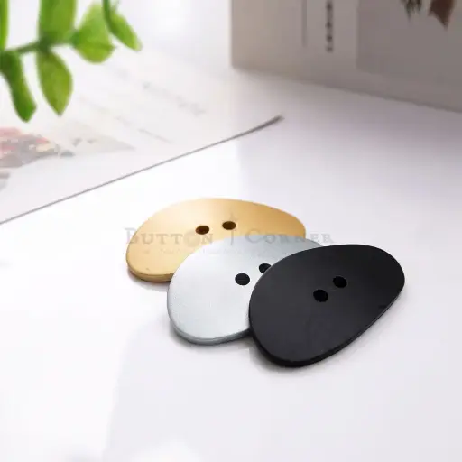 Sculptural Irregular Curved Shape 2-Hole Aluminium Button