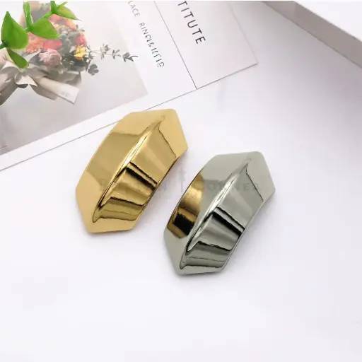 Faceted Hexagonal Diamond-Prism Style Scarf Buckle