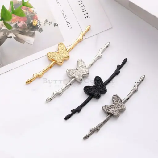 Textured Butterfly on Tree Branch Toggle Button