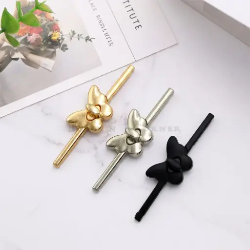 Slim Bar Smooth Butterfly Metallic Toggle Button