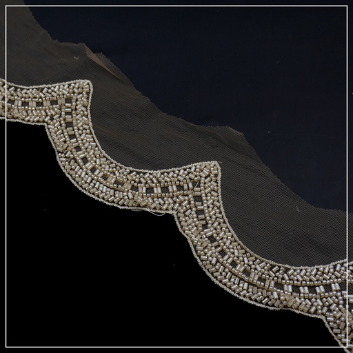 Fancy Glass Beads Net Lace