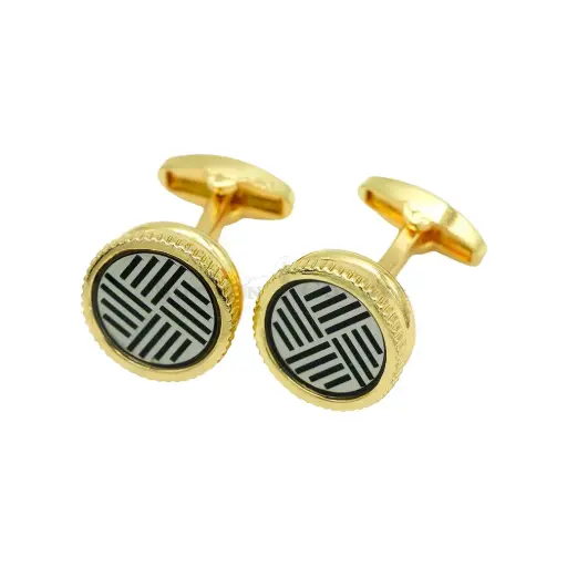 [CF330-26 LIGHT GOLD] Alternating Parallel Line Style Cufflink