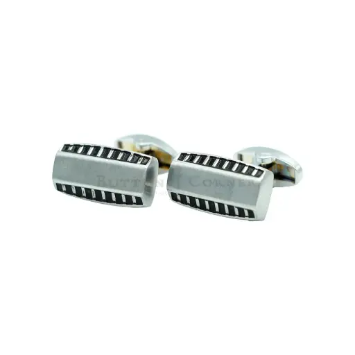 [CF360-20 NONTOXIC WHT] Brushed Bar Rectangular Shape Cufflink