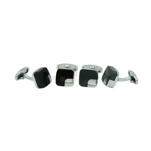 Chrome Corner Cushion-Cut Square Shape Cufflink