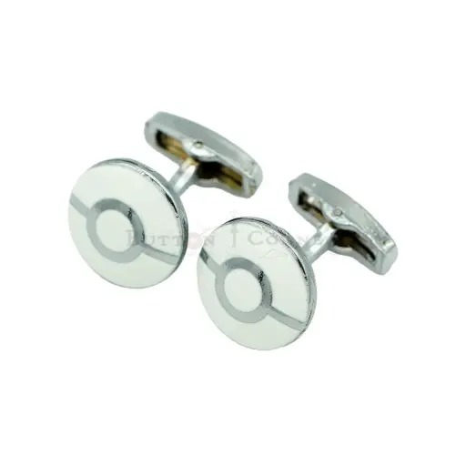 [CF350-10 NONTOXIC WHT] White Orbit Ring Style Oval Shape Cufflink
