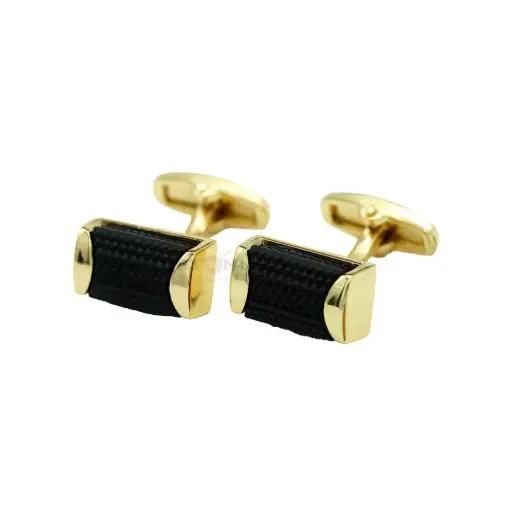 [CF320-13 LIGHT GOLD] Diamond Grid Motif Rectangular Shape Cufflink