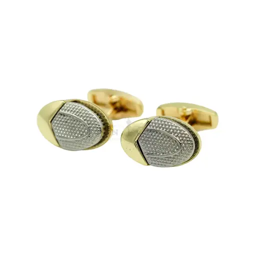 [CF320-17 LIGHT GOLD] Stippled Micro-Pave Textured Centre with Smooth Arrow Cufflink