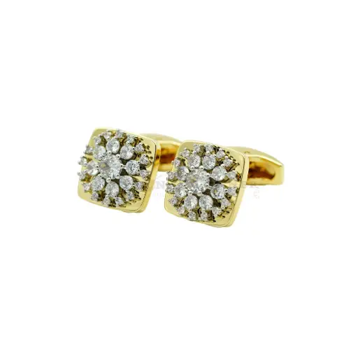 [CF990-4 LIGHT GOLD] Light Gold Plated Square Frame Geometric Floral Cluster Cufflink