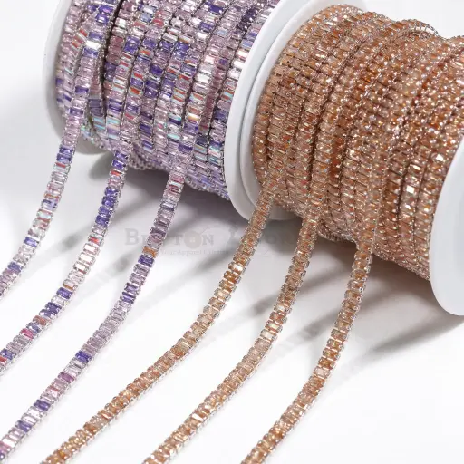 Nontoxic-White Base Crystal Metal Tube Chain 2.5x5mm