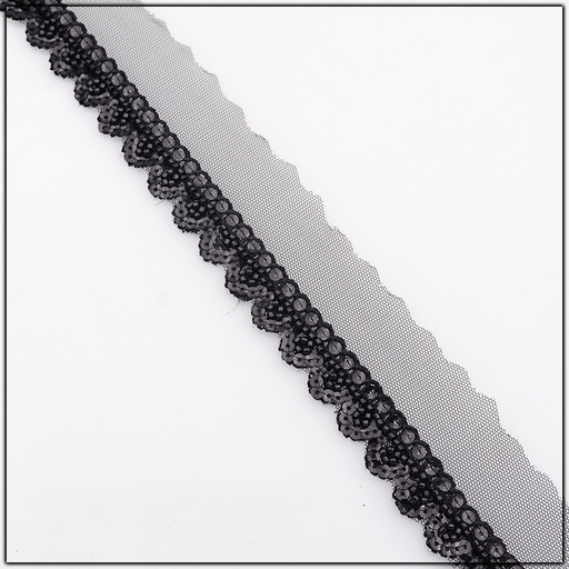 Fancy Glass Beads Net Lace