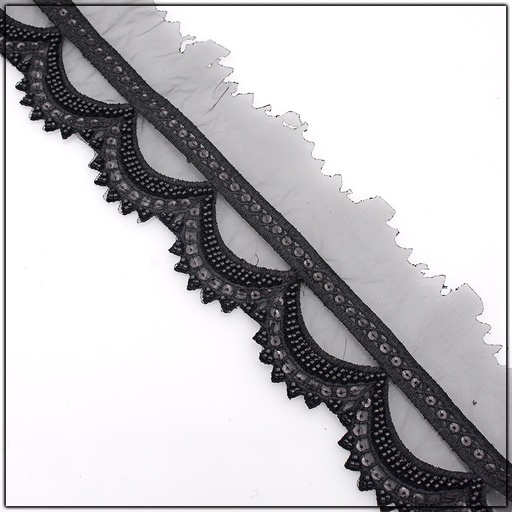 Fancy Glass Beads Net Lace