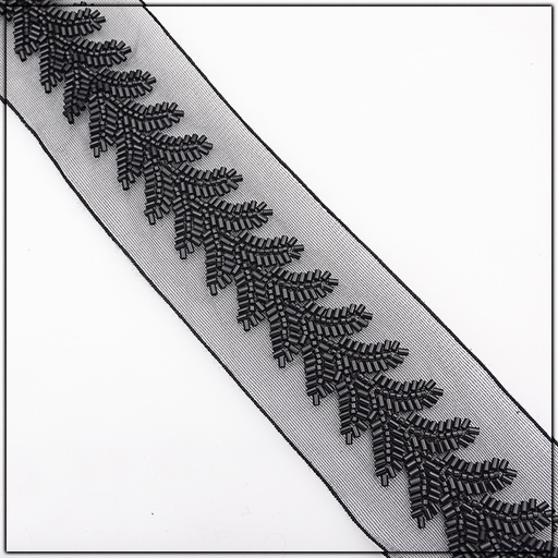 Fancy Glass Beads Net Lace