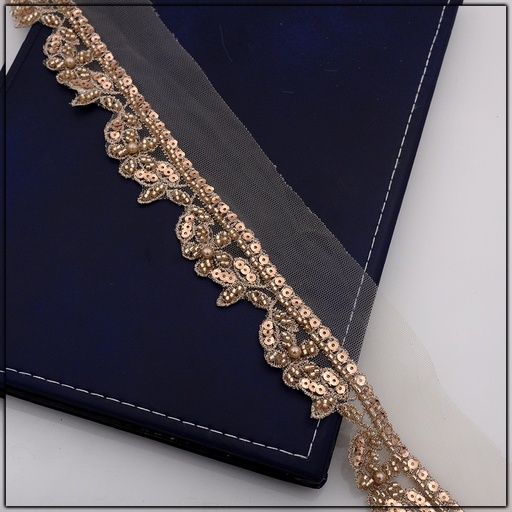 Fancy Glass Beads Net Lace