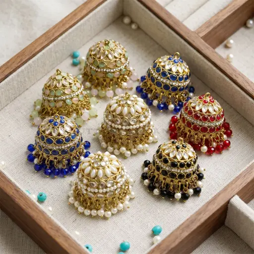 Pearl Dangles & Decorative Rhinestones Fancy Meenakar Hanging