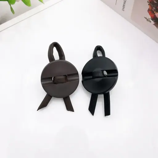 Smooth Concave Round Base Leather Knot Button