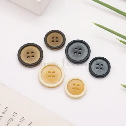 Textured Surface with Border Rim 4-Hole Suiting Button