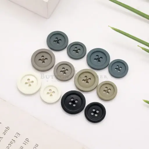 Classic Round Square 4-Hole Concave Centre Polyester Suiting Button