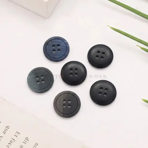 Double-Tone Pearlescent Style Smooth Surface 4-Hole Suiting Button