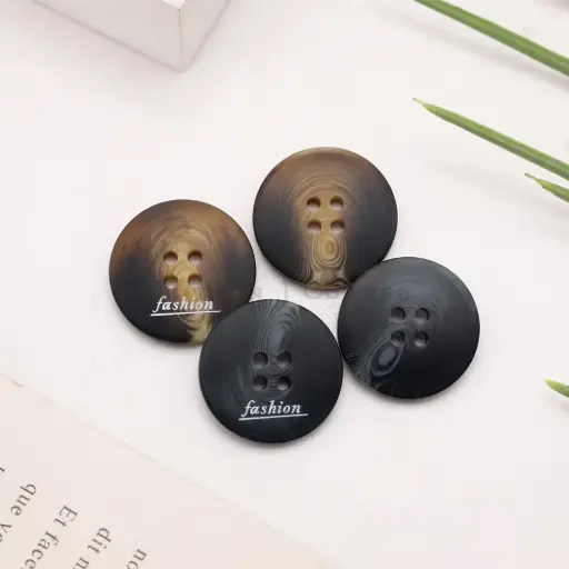Classic Style Fashion Embossed Marble Textured 4-Hole Rod Suiting Button