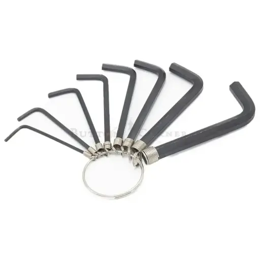 [701A BLACK] Extra Long 8-Piece Portable L-shaped Allen Wrench Hex Key Set 1.5mm to 6mm