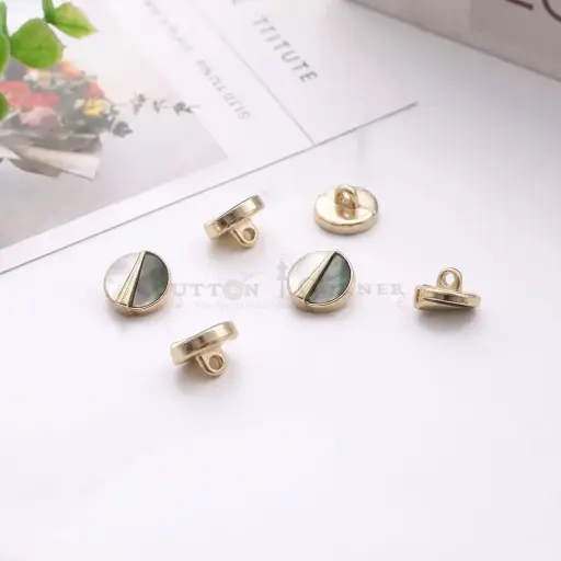 [MS1309 GOLD] Art Deco Style Two-Tone Metallic Rimmed Shank Button