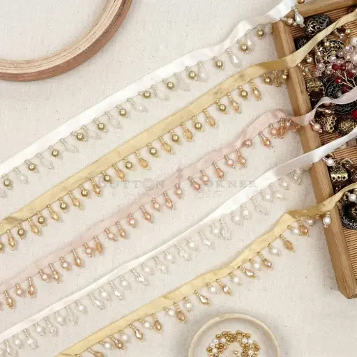 Fancy Pearl, Glass Beads, Hanging Lace