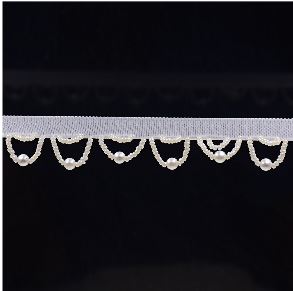 [CDJL77 WHITE] Fancy Glass Beads Hanging Lace