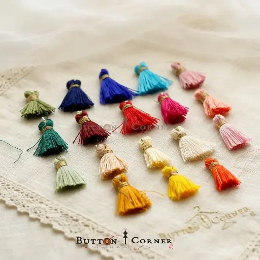 Mini Multicolour Silk Thread Tassels with Gold Metallic Wrap