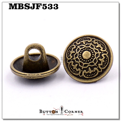 [MBSJF533-ANTIQUE] Filigree Pattern Metal Shirt Button