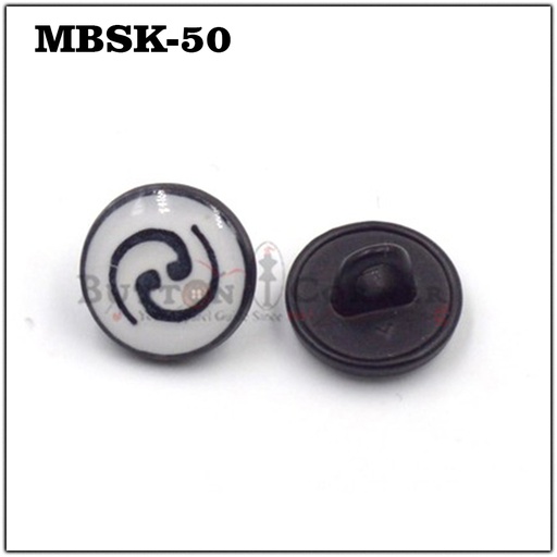 [MBSK-50 WHITE BLACK] Spiral Metal Shirt Button
