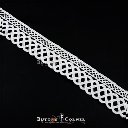 [D8983 WHITE] One Side Border Shuttle Lace