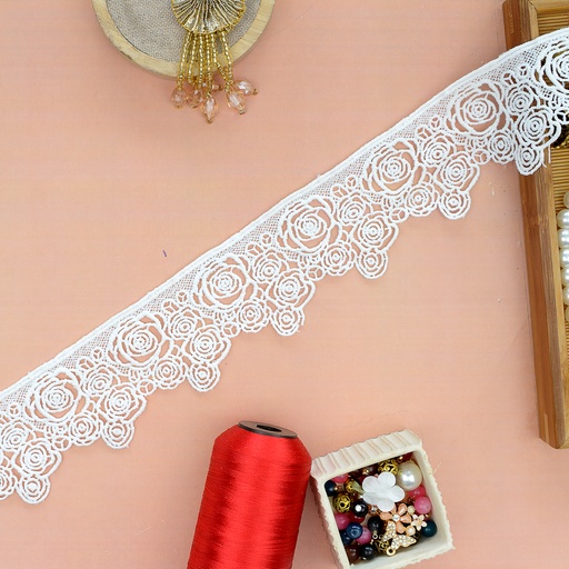 [D8947 WHITE] One Side Border Shuttle Lace