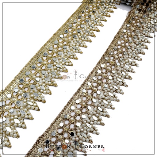 Fancy Metallic Yarn Pearl Lace