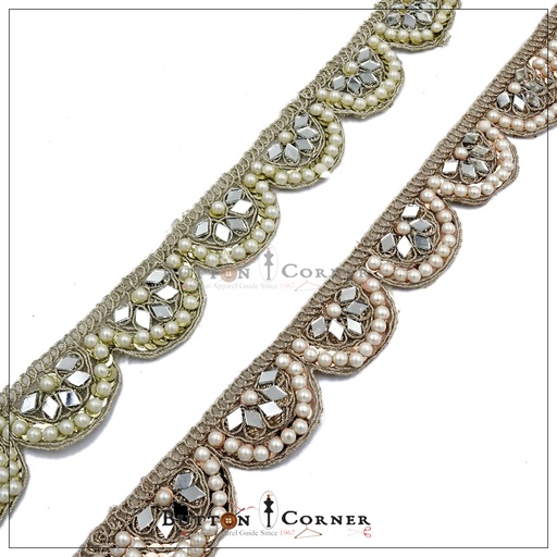 Fancy Metallic Yarn Pearl Lace