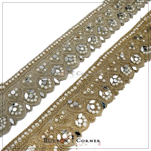Fancy Metallic Yarn Pearl Lace
