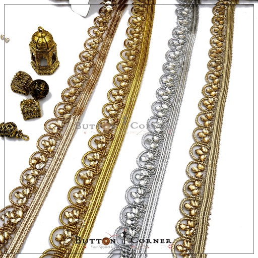 Fancy Metallic Yarn Kundan Lace