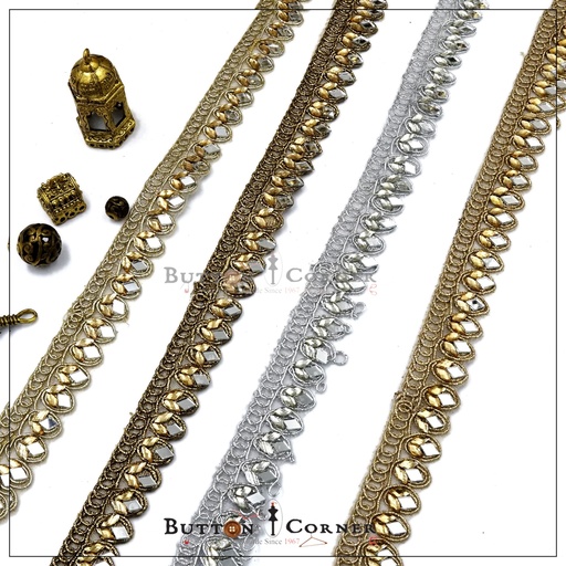 Fancy Metallic Yarn Kundan Lace
