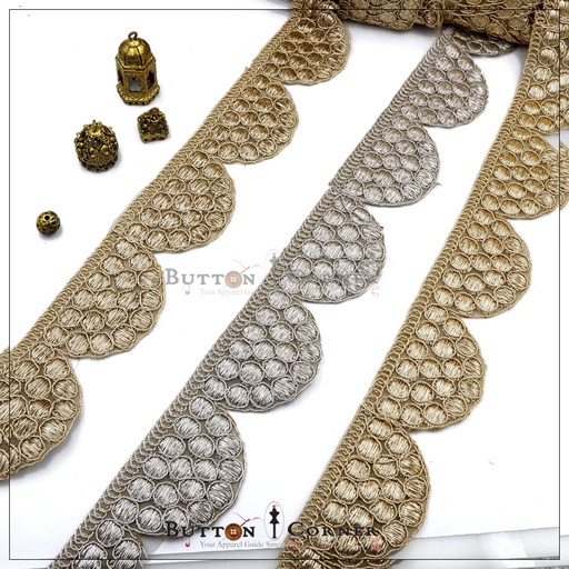 Fancy Metallic Yarn Scallop Lace