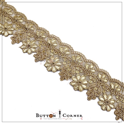 [AL977-GOLD] Fancy Metallic Yarn Gota Lace