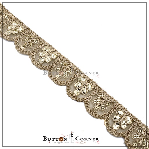 [AL981-MATT GOLD] Fancy Metallic Yarn Lace