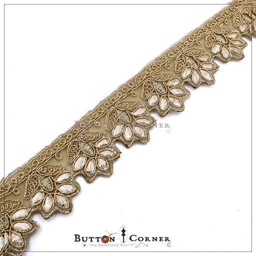 [AL982-MATT GOLD] Fancy Metallic Yarn Gota Lace