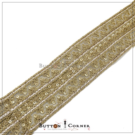 [AL987-GOLD] Fancy Metallic Yarn Lace