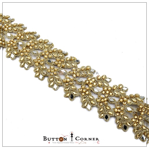 Fancy Metallic Yarn Kundan Lace