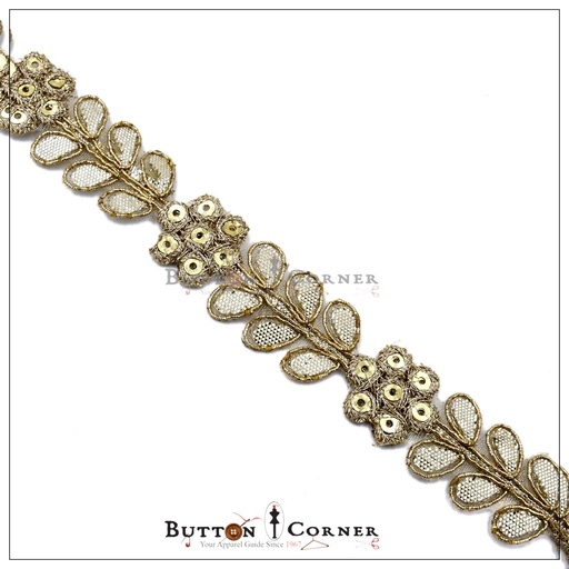 [AL1004-SILVER GOLD] Fancy Metallic Yarn Gota Lace