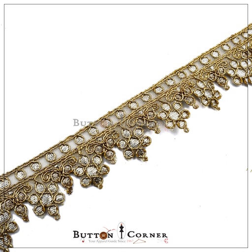 [AL1007-SILVER GOLD] Fancy Metallic Yarn Gota Lace